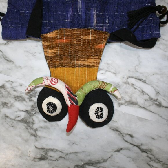 ARTISAN Handmade Backpack Owl Denim Purse Hobo Boho Blue Jean Fabric Bag - Picture 4 of 11